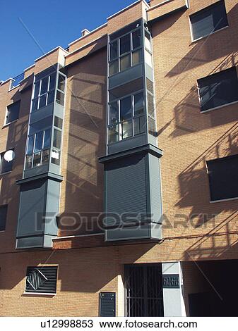 Stock Image - Building, Buildings, Architecture, Modern architecture, Window, Windows, Block of flats. Fotosearch