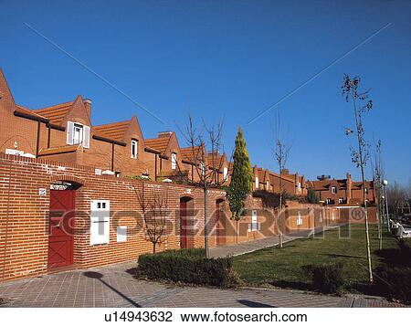 Stock Image - Building, Buildings, Architecture, Modern architecture, Window, Windows, Terraced house. Fotosearch