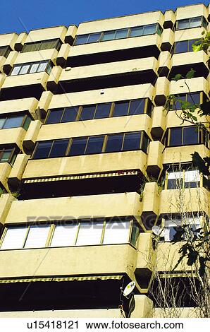 Stock Image - Building, Buildings, Architecture, Modern architecture, Window, Windows, Block of flats. Fotosearch