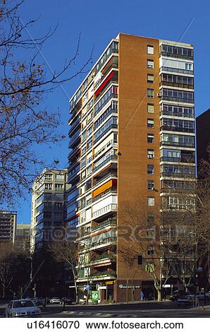 Stock Image - Building, Buildings, Architecture, Modern architecture, Window, Windows, Block of flats. Fotosearch