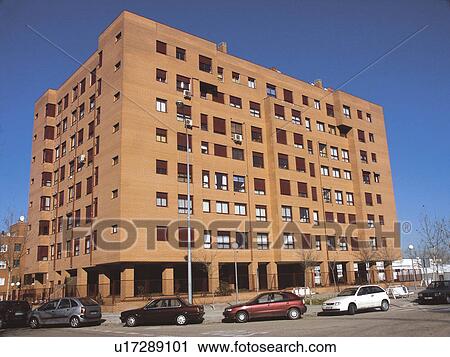 Stock Image - Building, Buildings, Architecture, Modern architecture, Window, Windows, Block of flats. Fotosearch