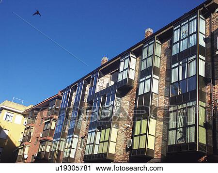 Stock Image - Building, Buildings, Architecture, Modern architecture, Window, Windows, Block of flats. Fotosearch