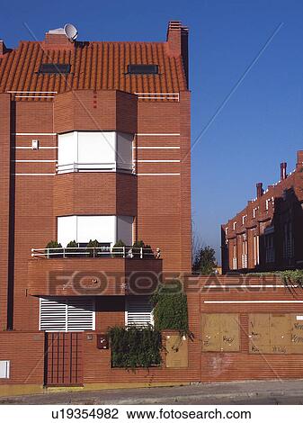 Stock Image - Building, Buildings, Architecture, Modern architecture, Window, Windows, Terraced house. Fotosearch