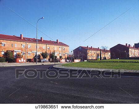Stock Image - Building, Buildings, Architecture, Modern architecture, Window, Windows, Terraced house. Fotosearch