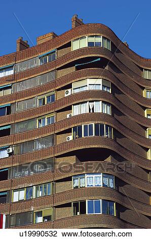 Stock Image - Building, Buildings, Architecture, Modern architecture, Window, Windows, Block of flats. Fotosearch