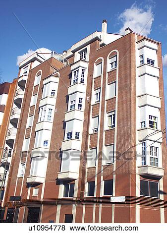 Stock Photo - Building, Buildings, Architecture, Modern architecture, Window, Windows, Block of flats. Fotosearch