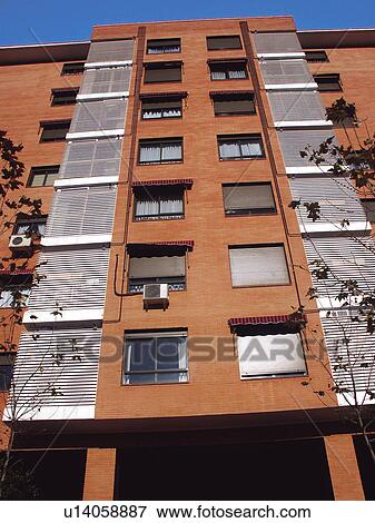 Stock Photo - Building, Buildings, Architecture, Modern architecture, Window, Windows, Block of flats. Fotosearch