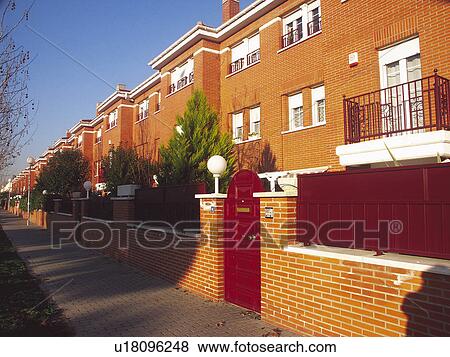 Stock Photo - Building, Buildings, Architecture, Modern architecture, Window, Windows, Terraced house. Fotosearch