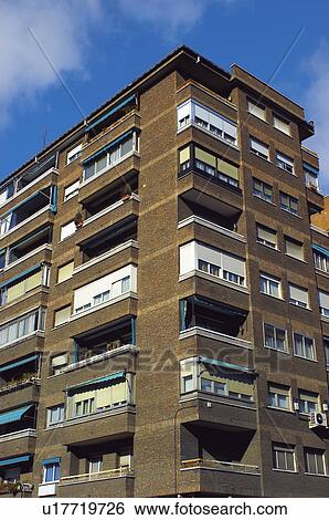 Stock Photograph - Building, Buildings, Architecture, Modern architecture, Window, Windows, Block of flats. Fotosearch