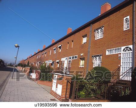 Stock Photograph - Building, Buildings, Architecture, Modern architecture, Window, Windows, Terraced house. Fotosearch