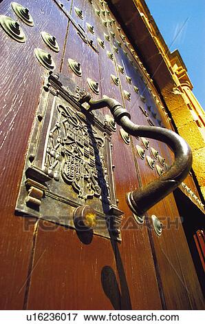 Door, Wood, Doorknocker, Iron, Perspective View Large Photo Image Stock Photo - Door, Wood, Doorknocker, Iron, Perspective. Fotosearch