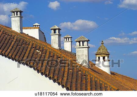 Roof, Roofs, Tile, Tiles, Chimney, Chimneys, Sky View Large Photo Image Picture - Roof, Roofs, Tile, Tiles, Chimney, Chimneys, Sky. Fotosearch