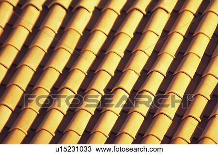 Stock Image - Roof, Tile, Tiles, Background, Orange colour. Fotosearch