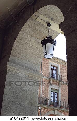 Stock Image - Urban, Urban details, Arch, Arcade, Lamppost, Street light, Window. Fotosearch