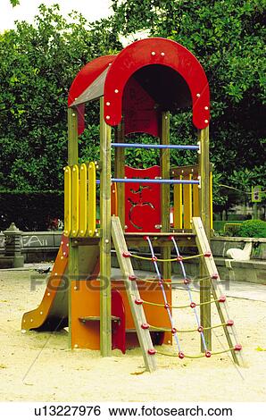 Stock Photograph - Urban, Urban details, Park, Childrens playground, Playground, Toboggan, Sledge. Fotosearch