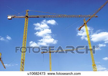 Construction, High, Crane, Cranes, Sky, Blue sky, Cloud View Large Photo Image Stock Image - Construction, High, Crane, Cranes, Sky, Blue sky, Cloud. Fotosearch