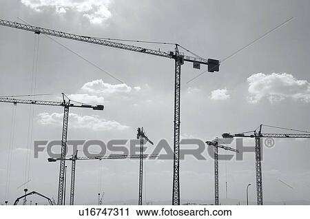 Construction, High, Crane, Cranes, Sky, Blue sky, Cloud View Large Photo Image Stock Image - Construction, High, Crane, Cranes, Sky, Blue sky, Cloud. Fotosearch