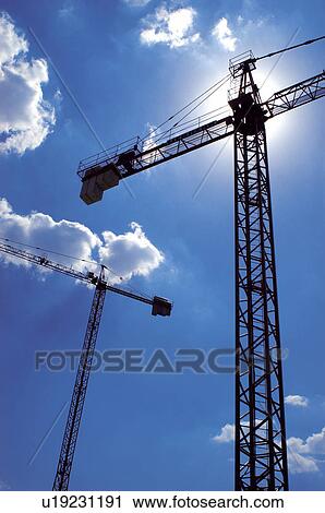 Construction, High, Crane, Cranes, Sky, Blue sky, Cloud View Large Photo Image Stock Image - Construction, High, Crane, Cranes, Sky, Blue sky, Cloud. Fotosearch