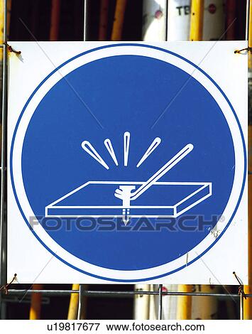 Construction, Sign, Signal, Security, Health and safety at work, Scaffold, Scaffolding View Large Photo Image Stock Photo - Construction, Sign, Signal, Security, Health and safety at work, Scaffold, Scaffolding. Fotosearch