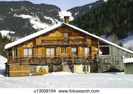 Picture - Landscape of snow, Landscape, Landscapes of snow, Winter, Snow, House, Alps. Fotosearch