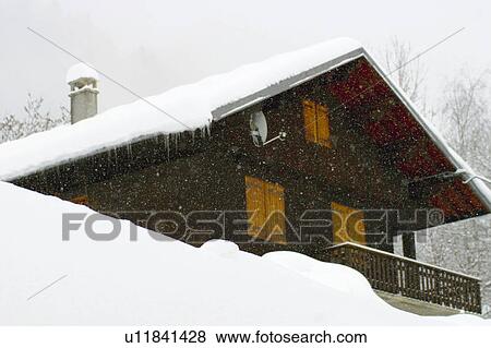 Stock Photo - Landscape of snow, Landscape, Landscapes of snow, Winter, Snow, House, Alps. Fotosearch