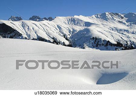 Stock Photo - Landscape of snow, Landscape, Landscapes of snow, Winter, Snow, Snowy, Alps. Fotosearch