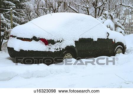 Stock Photo - Snow, Snowy, Winter, Snow details, Car, Automobile, Covered. Fotosearch