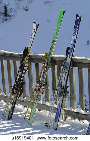 Stock Image - Snow, Snowy, Winter, Snow details, Ski, Skiing, Fence. Fotosearch