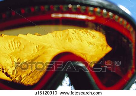 Stock Image - Snow, Snowy, Winter, Snow details, Skier, Ski equipment, Glasses. Fotosearch
