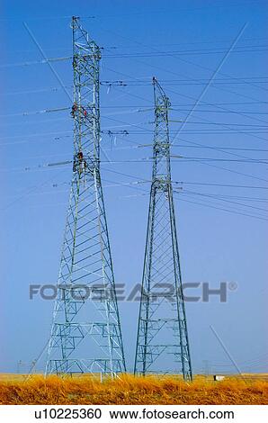 Stock Image - Industry, Energy, Electricity, Power, Turret, Electric turret, Turrets. Fotosearch