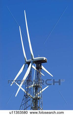 Stock Image - Industry, Energy, Electricity, Power, Mill, Motor driven mill, Mill arms. Fotosearch