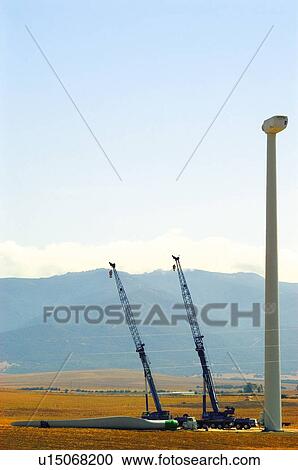 Stock Image - Industry, Energy, Electricity, Power, Mill, Motor driven mill, Wind power. Fotosearch