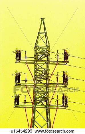 Stock Image - Industry, Energy, Electricity, Power, Turret, Electric turret, Post. Fotosearch