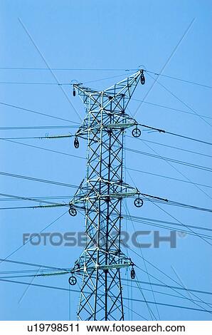 Stock Image - Industry, Energy, Electricity, Power, Turret, Electric turret, Post. Fotosearch