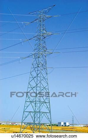 Stock Photography - Industry, Energy, Electricity, Power, Turret, Electric turret, Post. Fotosearch