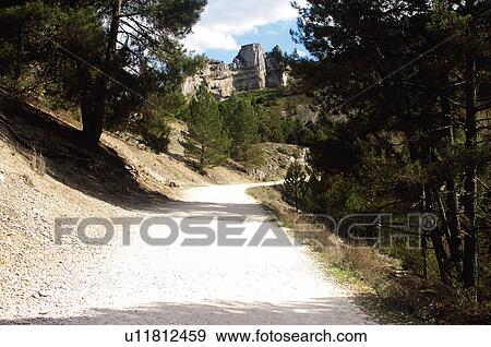 Stock Photo - Road, Roads, Spanish, Spanish road, Spanish roads, Bend, Village. Fotosearch
