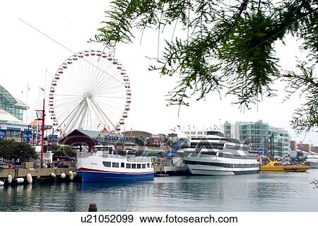 Stock Photo - Harbor of Navy Pier on Lake Michigan, Chicago. Fotosearch