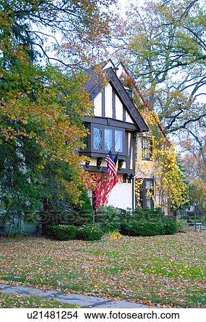 Autumn view of house, USA View Large Photo Image Picture - Autumn view of house, USA. Fotosearch