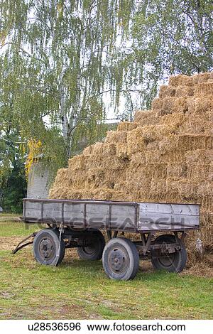 Hay bales and wagon View Large Photo Image Stock Photograph - Hay bales and wagon. Fotosearch