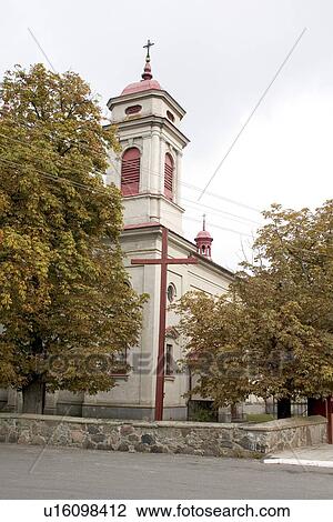 Polish Catholic church and cross View Large Photo Image Stock Image - Polish Catholic church and cross. Fotosearch