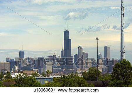 Stock Photo - Chicago skyline and Sears Tower. Fotosearch