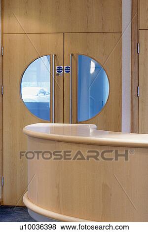 Office With Reception Desk And Partition Stock Photo U10036398
