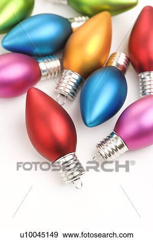 Stock Photo - Still life of multicolored Christmas ornaments.. Fotosearch