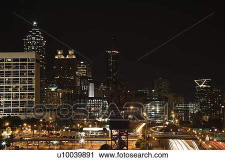 Nightscape of Atlanta, Georgia skyline. View Large Photo Image Stock Image - Nightscape of Atlanta, Georgia skyline.. Fotosearch