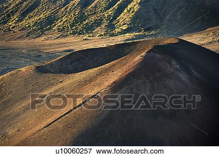 Stock Photo - Aerial of dormant volcano in Haleakala National Park, Maui, Hawaii.. Fotosearch