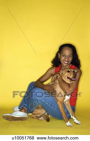 African American prime adult female with dog. View Large Photo Image Stock Photo - African American prime adult female with dog.. Fotosearch