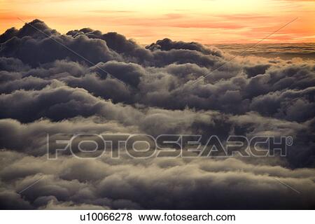 Aerial shot of sunrise in Haleakala National Park, Maui, Hawaii. View Large Photo Image Stock Photo - Aerial shot of sunrise in Haleakala National Park, Maui, Hawaii.. Fotosearch