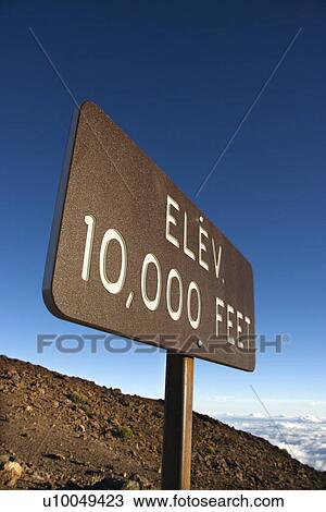 Elevation sign in Haleakala National Park in Maui, Hawaii. View Large Photo Image Stock Image - Elevation sign in Haleakala National Park in Maui, Hawaii.. Fotosearch