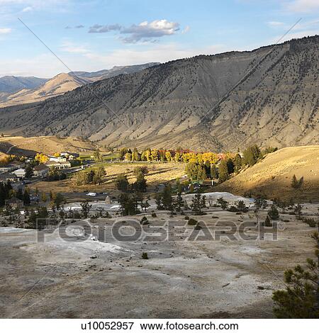Landscape of valley and mountains at Yellowstone National Park, Wyoming. View Large Photo Image Stock Photo - Landscape of valley and mountains at Yellowstone National Park, Wyoming.. Fotosearch