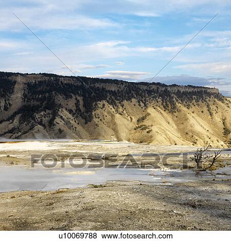 Mountains with barren valley at Yellowstone National Park, Wyoming. View Large Photo Image Stock Photo - Mountains with barren valley at Yellowstone National Park, Wyoming.. Fotosearch